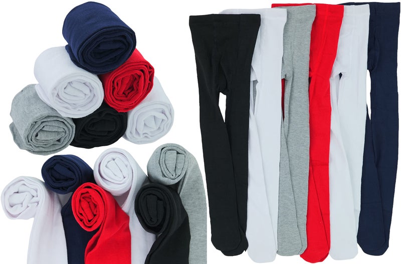 ToBeInStyle Girlâ€™s Pack of 6 Opaque Knit Density Pull-On Warm Winter Tights - Assorted Prints - M - Image 3